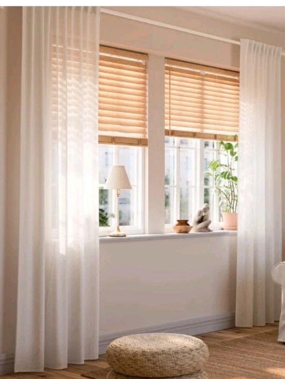 Ikea Ritva Light Filtering Long Curtain White Textured Grid 2 Pc 57"/118" New